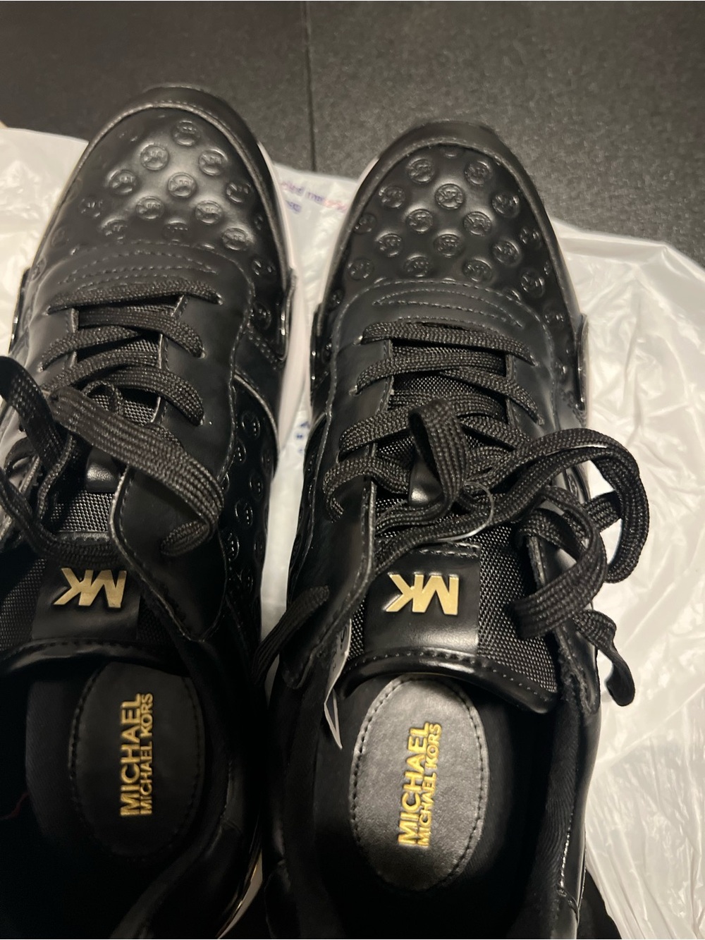 Michael Kors Black Logo Embossed womens Sneakers never worn